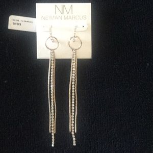 N. M. Earrings 4.5” Crystal and Goldtone